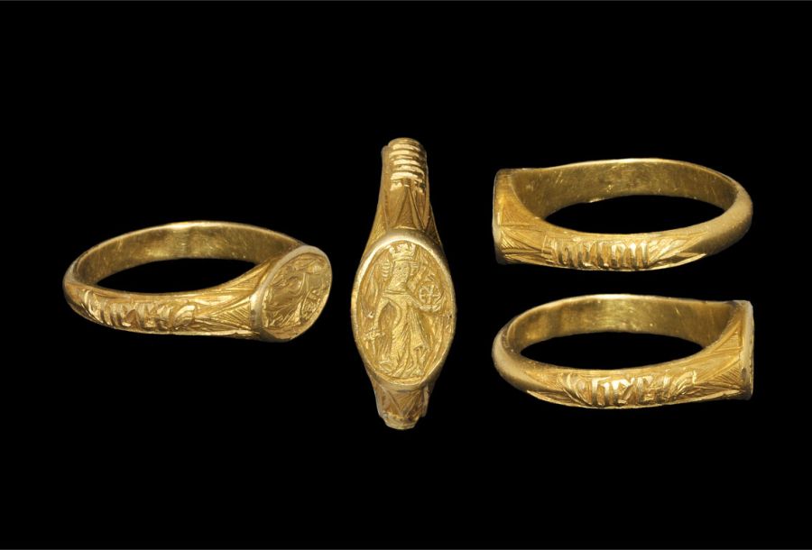 Medieval Gold Saint Catherine Iconographic Finger Ring
