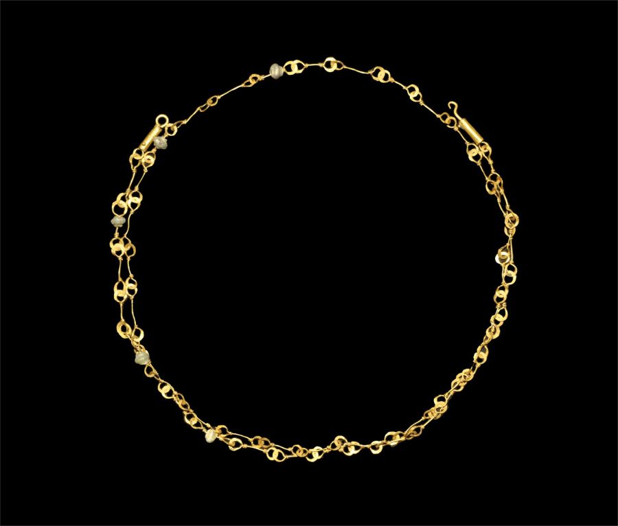 Roman Gold Chain and Bead Necklace