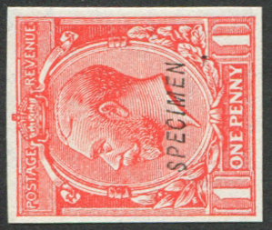 1d SG 419a 'SIDEWAYS WMK' IMPERF OVPT. 'SPECIMEN'