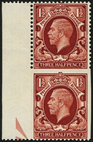 1 1/2d SG 441b VARIETY, 'IMPERF THREE SIDES'