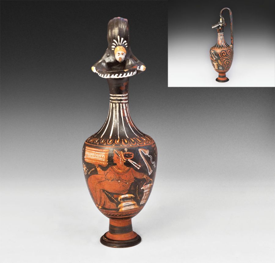 Greek Apulian Ceramic Red Figure Oinochoe