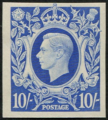 1942 10/- SG 478b IMPERF 'IMPRIMATUR' U/M