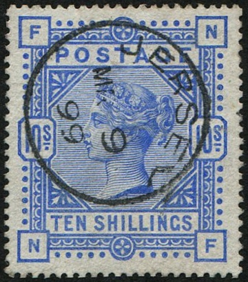 10/- SG 183 VFU, crisp 'Jersey.1899' CDS