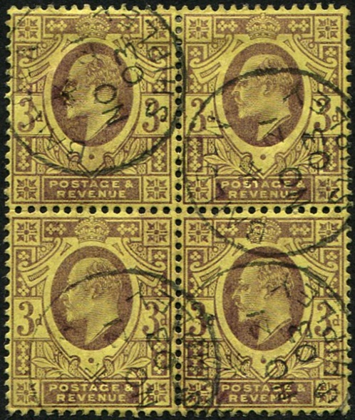 3d SG 232 BLOCK OF 4 VFU