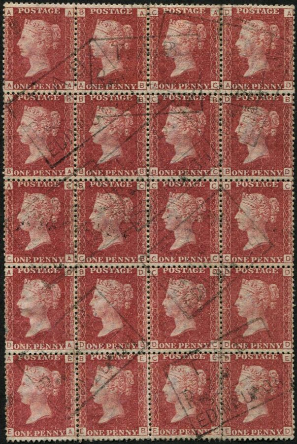 1d SG 43, Pl.134 BLK. OF 20 VFU