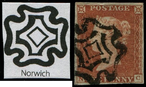 1d Pl.19 'NC' 'NORWICH' MX