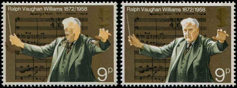 1972 Annivs. 9p SG 903 'DROPPED FACE' & 'HANDS'