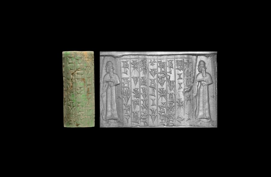 Western Asiatic Sumerian Amazonite Cylinder Seal of King Karaindash
