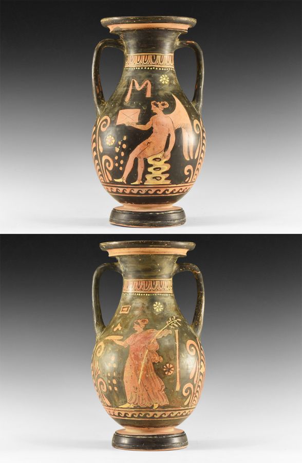 Greek Apulian Pelike with Kore and Eros