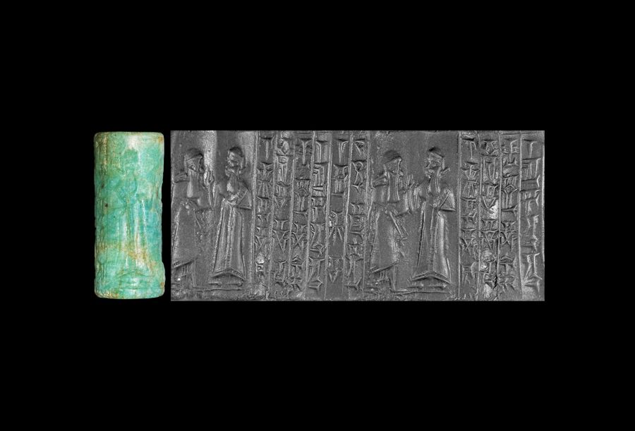 Western Asiatic Kassite Cylinder Seal with King's Prayer for Goddess Lamassu