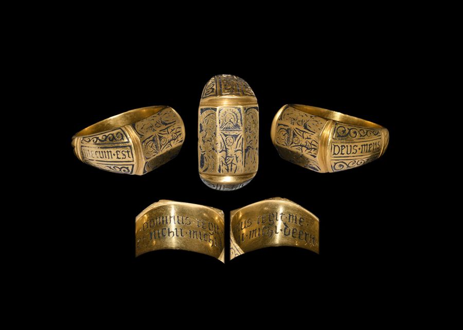 Medieval Gold Devotional Ring with Icons