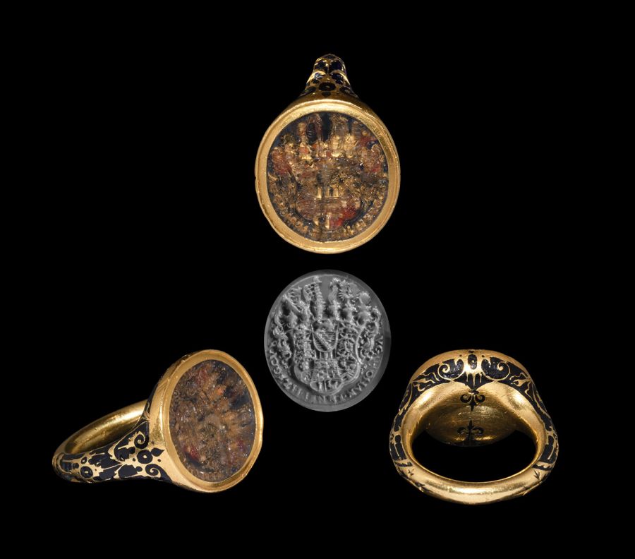 Tudor Armorial Ring for Johann Ernst I, Related to Anne of Cleves, Wife of King Henry VIII of England