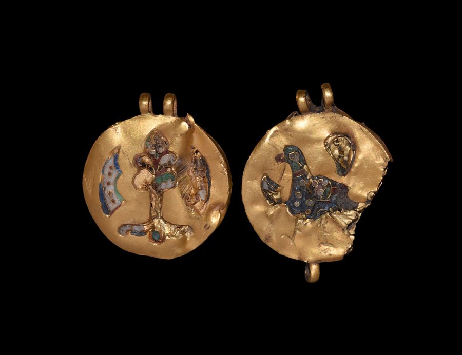 Byzantine Enamelled Gold Pendant Pair