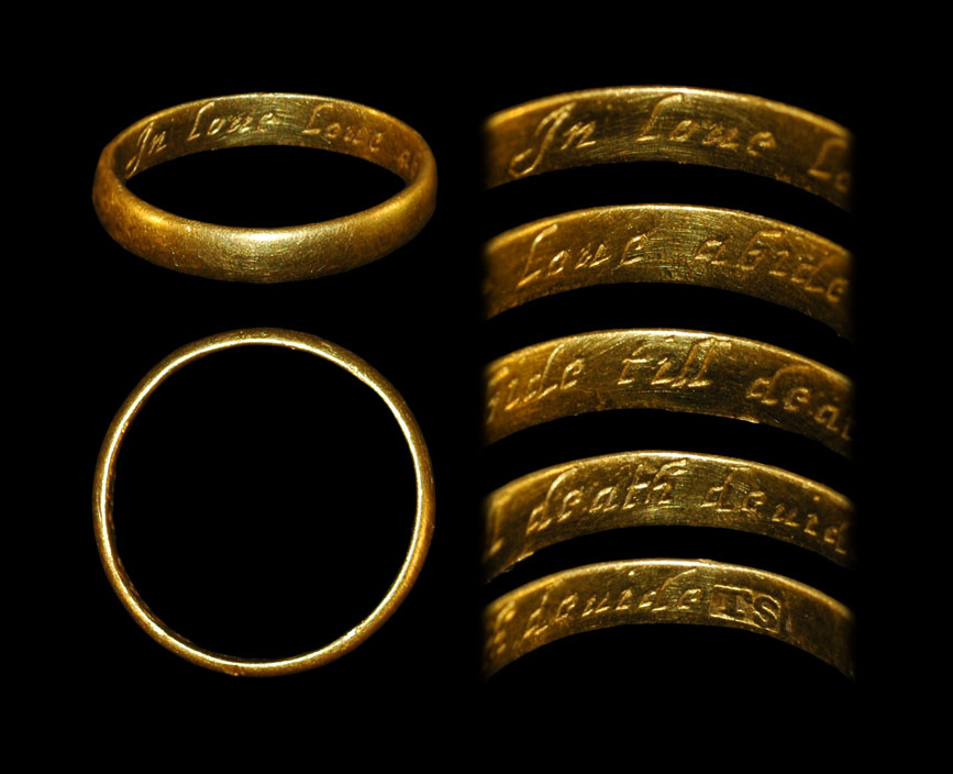 17th Century - Gold Inscribed Posy Ring - 'In Love Love abide till death devide'